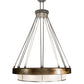 Meyda Lighting Cilindro 72" 16-Light Antique Copper & Extreme Chrome Ventura Chandelier With White Linen Textrene Shade and Fan