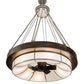 Meyda Lighting Cilindro 72" 16-Light Antique Copper & Extreme Chrome Ventura Chandelier With White Linen Textrene Shade and Fan