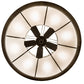 Meyda Lighting Cilindro 72" 16-Light Antique Copper & Extreme Chrome Ventura Chandelier With White Linen Textrene Shade and Fan