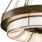 Meyda Lighting Cilindro 72" 16-Light Antique Copper & Extreme Chrome Ventura Chandelier With White Linen Textrene Shade and Fan