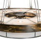 Meyda Lighting Cilindro 72" 16-Light Antique Copper & Extreme Chrome Ventura Chandelier With White Linen Textrene Shade and Fan