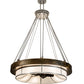 Meyda Lighting Cilindro 72" 16-Light Antique Copper & Extreme Chrome Ventura Chandelier With White Linen Textrene Shade and Fan