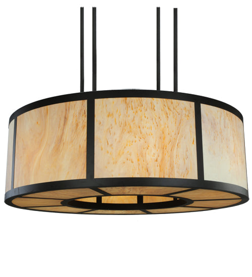 Meyda Lighting Cilindro 72" 16-Light Oil Rubbed Bronze Vicksburg Semi-flush Mount Ceiling Light With Travertine Idalight Shade