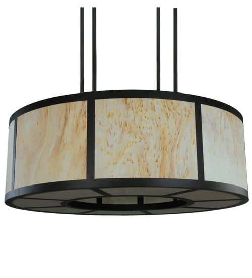 Meyda Lighting Cilindro 72" 16-Light Oil Rubbed Bronze Vicksburg Semi-flush Mount Ceiling Light With Travertine Idalight Shade
