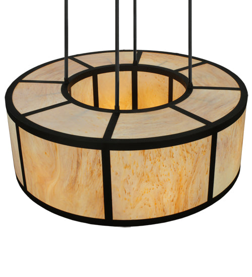 Meyda Lighting Cilindro 72" 16-Light Oil Rubbed Bronze Vicksburg Semi-flush Mount Ceiling Light With Travertine Idalight Shade