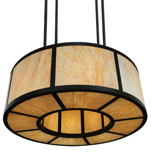 Meyda Lighting Cilindro 72" 16-Light Oil Rubbed Bronze Vicksburg Semi-flush Mount Ceiling Light With Travertine Idalight Shade