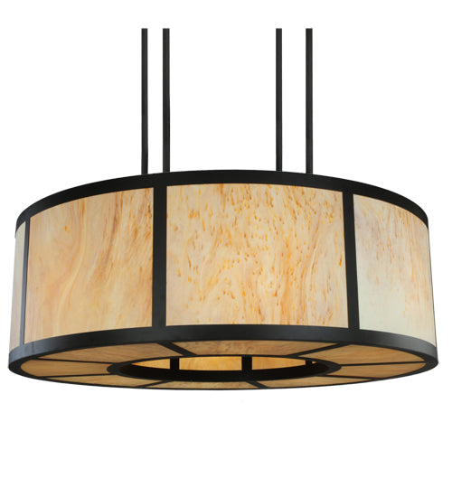 Meyda Lighting Cilindro 72" 16-Light Oil Rubbed Bronze Vicksburg Semi-flush Mount Ceiling Light With Travertine Idalight Shade