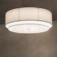 Meyda Lighting Cilindro 72" 2-Tier LED Gloss White & Matte Black Flush Mount Light With Eggshell Fabric & Angelwing Idalight Shade