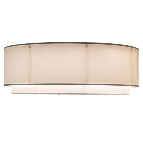 Meyda Lighting Cilindro 72" 2-Tier LED Gloss White & Matte Black Flush Mount Light With Eggshell Fabric & Angelwing Idalight Shade