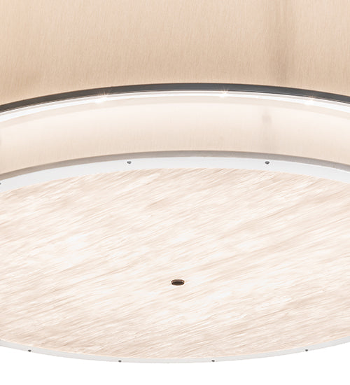 Meyda Lighting Cilindro 72" 2-Tier LED Gloss White & Matte Black Flush Mount Light With Eggshell Fabric & Angelwing Idalight Shade