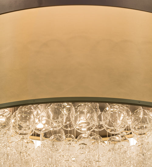 Meyda Lighting Cilindro 72" 22-Light Mahogany Bronze Bulle Semi-flush Mount Ceiling Light With Dark Gold Organza & Clear Glass Bubbles Shade