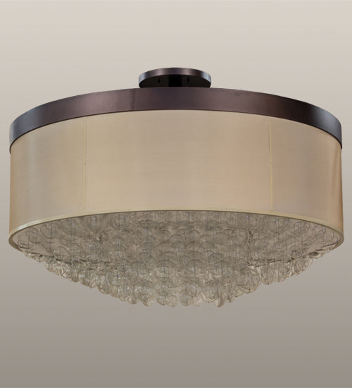 Meyda Lighting Cilindro 72" 22-Light Mahogany Bronze Bulle Semi-flush Mount Ceiling Light With Dark Gold Organza & Clear Glass Bubbles Shade