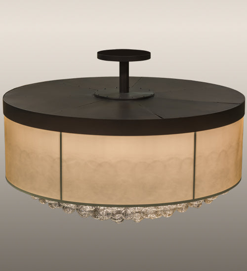 Meyda Lighting Cilindro 72" 22-Light Mahogany Bronze Bulle Semi-flush Mount Ceiling Light With Dark Gold Organza & Clear Glass Bubbles Shade