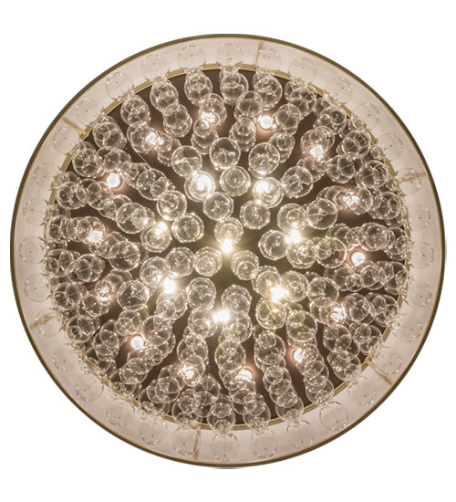 Meyda Lighting Cilindro 72" 22-Light Mahogany Bronze Bulle Semi-flush Mount Ceiling Light With Dark Gold Organza & Clear Glass Bubbles Shade