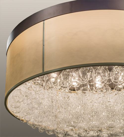 Meyda Lighting Cilindro 72" 22-Light Mahogany Bronze Bulle Semi-flush Mount Ceiling Light With Dark Gold Organza & Clear Glass Bubbles Shade