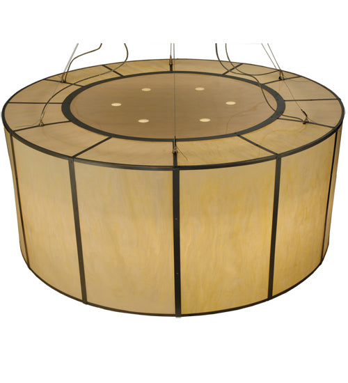 Meyda Lighting Cilindro 72" 24-Light Nickel Touro Pendant Light With Creme Carrare Idalight Shade Glass