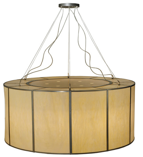 Meyda Lighting Cilindro 72" 24-Light Nickel Touro Pendant Light With Creme Carrare Idalight Shade Glass