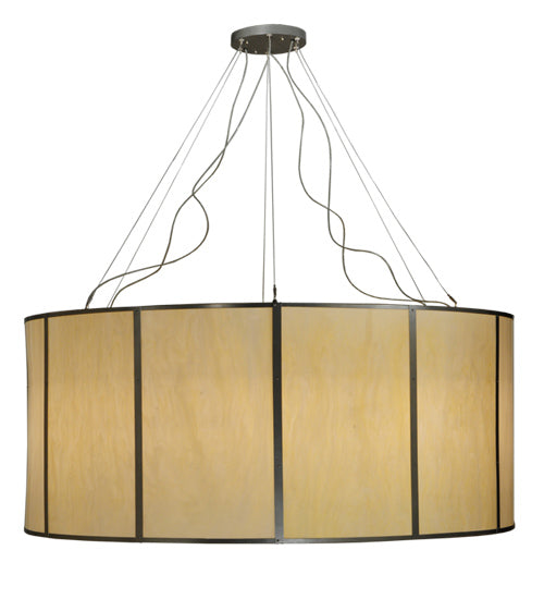 Meyda Lighting Cilindro 72" 24-Light Nickel Touro Pendant Light With Creme Carrare Idalight Shade Glass
