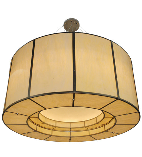 Meyda Lighting Cilindro 72" 24-Light Nickel Touro Pendant Light With Creme Carrare Idalight Shade Glass