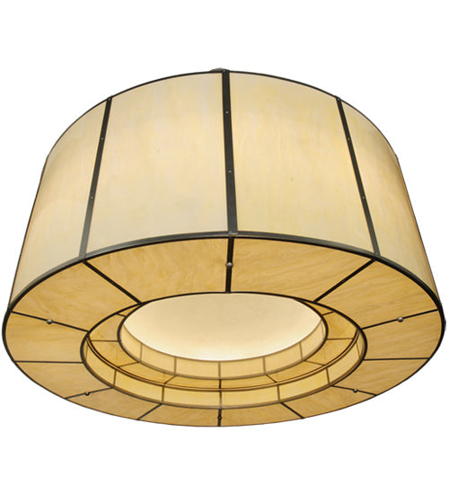 Meyda Lighting Cilindro 72" 24-Light Nickel Touro Pendant Light With Creme Carrare Idalight Shade Glass