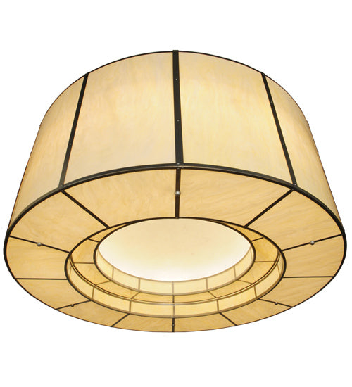 Meyda Lighting Cilindro 72" 24-Light Nickel Touro Pendant Light With Creme Carrare Idalight Shade Glass