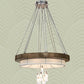 Meyda Lighting Cilindro 72" 25-Light Extreme Chrome & Antique Copper Ventura Pendant Light With Linen Textrene And Statuario Idalight Shade