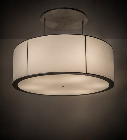 Meyda Lighting Cilindro 72" 6-Light Nickel Pendant Light With White Textrene & Statuario Idalight Shade Glass