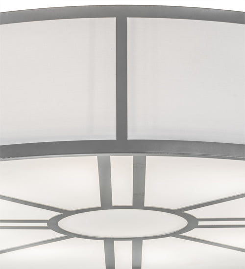 Meyda Lighting Cilindro 72" 8-Light Nickel Milwaukee Flush Mount Light With White Textrene Shade