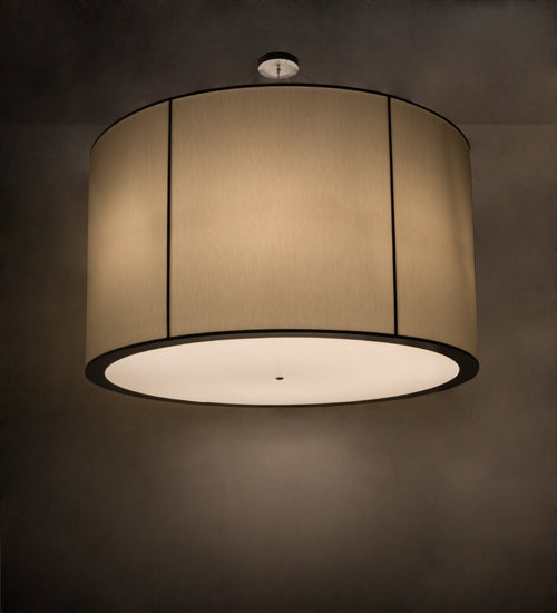 Meyda Lighting Cilindro 72" 9-Light Extreme Chrome Pendant Light With White Eggshell Textrene Shade