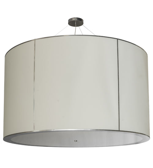 Meyda Lighting Cilindro 72" 9-Light Extreme Chrome Pendant Light With White Eggshell Textrene Shade