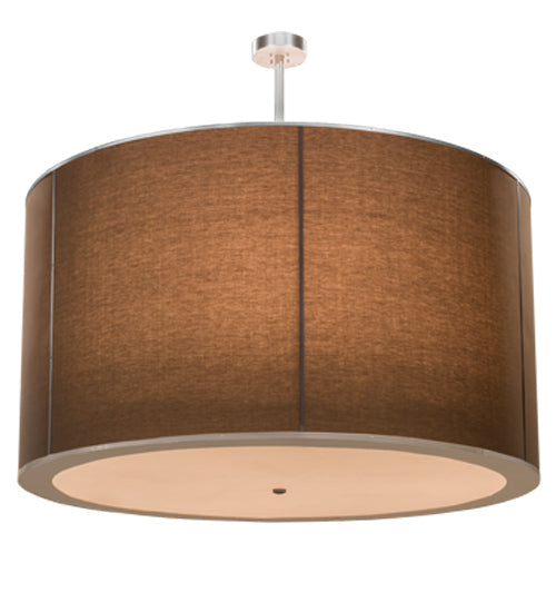 Meyda Lighting Cilindro 72" 9-Light Nickel Pendant Light With Mahogany Textrene Shade
