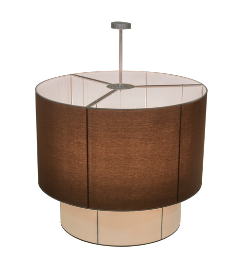 Meyda Lighting Cilindro 72" 9-Light Nickel Pendant Light With Mahogany and Cream Textrene Shade