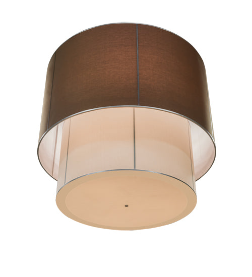 Meyda Lighting Cilindro 72" 9-Light Nickel Pendant Light With Mahogany and Cream Textrene Shade