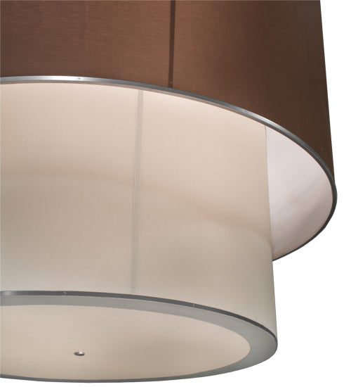 Meyda Lighting Cilindro 72" 9-Light Nickel Pendant Light With Mahogany and Cream Textrene Shade