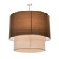 Meyda Lighting Cilindro 72" 9-Light Nickel Pendant Light With Mahogany and Cream Textrene Shade