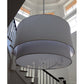 Meyda Lighting Cilindro 73" 12-Light 2-Tier Nickel Powder Coat Pendant Light With Cream Textrene Shade