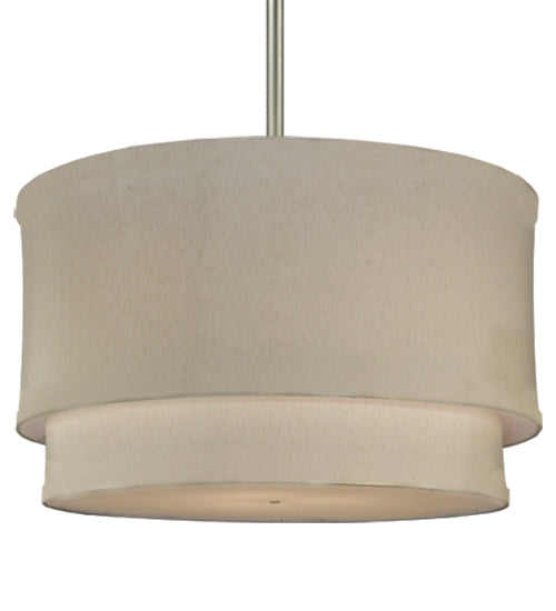 Meyda Lighting Cilindro 73" 12-Light 2-Tier Nickel Powder Coat Pendant Light With Cream Textrene Shade