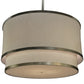 Meyda Lighting Cilindro 73" 2-Tier Nickel Pendant Light With Beige Fabric Shade