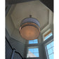 Meyda Lighting Cilindro 73" 2-Tier Nickel Pendant Light With Beige Fabric Shade