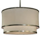 Meyda Lighting Cilindro 73" 2-Tier Nickel Pendant Light With Beige Fabric Shade