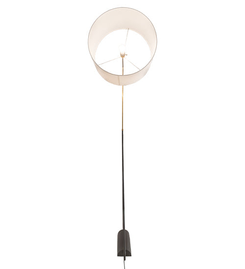 Meyda Lighting Cilindro 73" Solar Black Swing Arm Wall Sconce With White Linen Textrene Shade