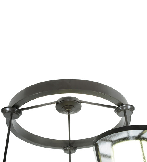 Meyda Lighting Cilindro 74" 9-Light Timeless Bronze Tapered Cascading Pendant Light With White & Clear Shade Glass