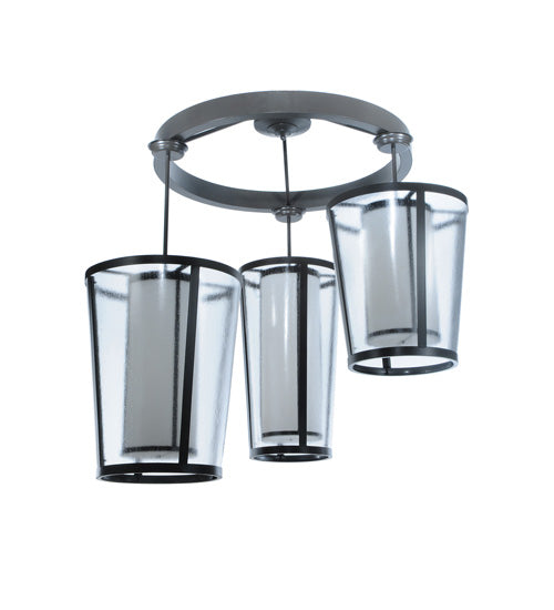 Meyda Lighting Cilindro 74" 9-Light Timeless Bronze Tapered Cascading Pendant Light With White & Clear Shade Glass