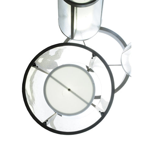 Meyda Lighting Cilindro 74" 9-Light Timeless Bronze Tapered Cascading Pendant Light With White & Clear Shade Glass
