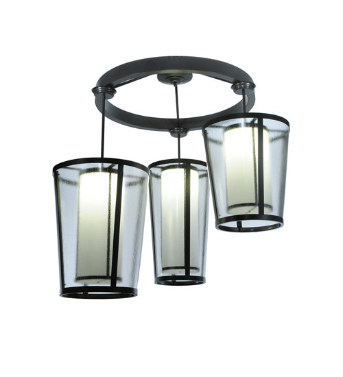 Meyda Lighting Cilindro 74" 9-Light Timeless Bronze Tapered Cascading Pendant Light With White & Clear Shade Glass