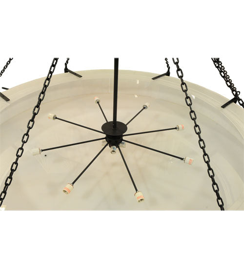 Meyda Lighting Cilindro 78" 12-Light Natural Steel Bartlett Inverted Pendant Light With Burlap Textrene Shade