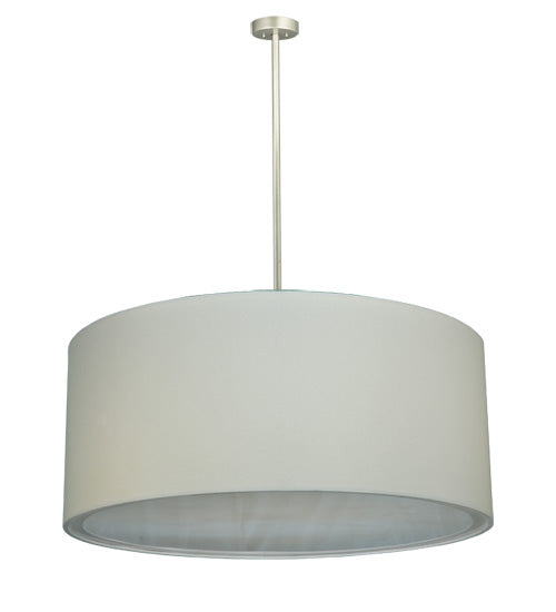 Meyda Lighting Cilindro 78" 12-Light Nickel Pendant Light With Cream Textrene Shade