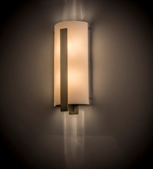 Meyda Lighting Cilindro 8" 2-Light Buttered Brass Tower Wall Sconce With White Statuario Idalight Shade Glass