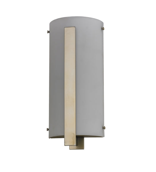 Meyda Lighting Cilindro 8" 2-Light Buttered Brass Tower Wall Sconce With White Statuario Idalight Shade Glass