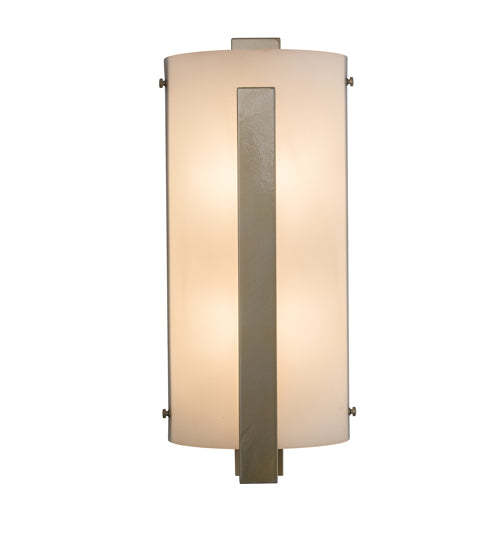 Meyda Lighting Cilindro 8" 2-Light Buttered Brass Tower Wall Sconce With White Statuario Idalight Shade Glass